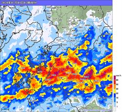 July 4th linear precipitation zone